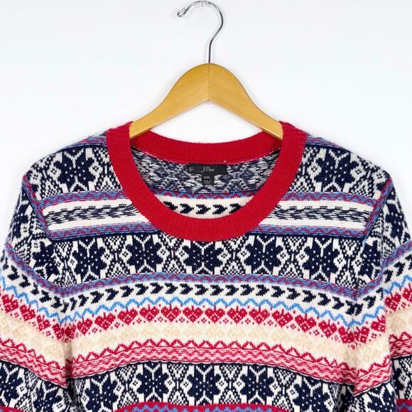 J Crew Women's Button Fair Isle Lambswool Blend Sweater XXL Red Navy - Picture 4 of 12